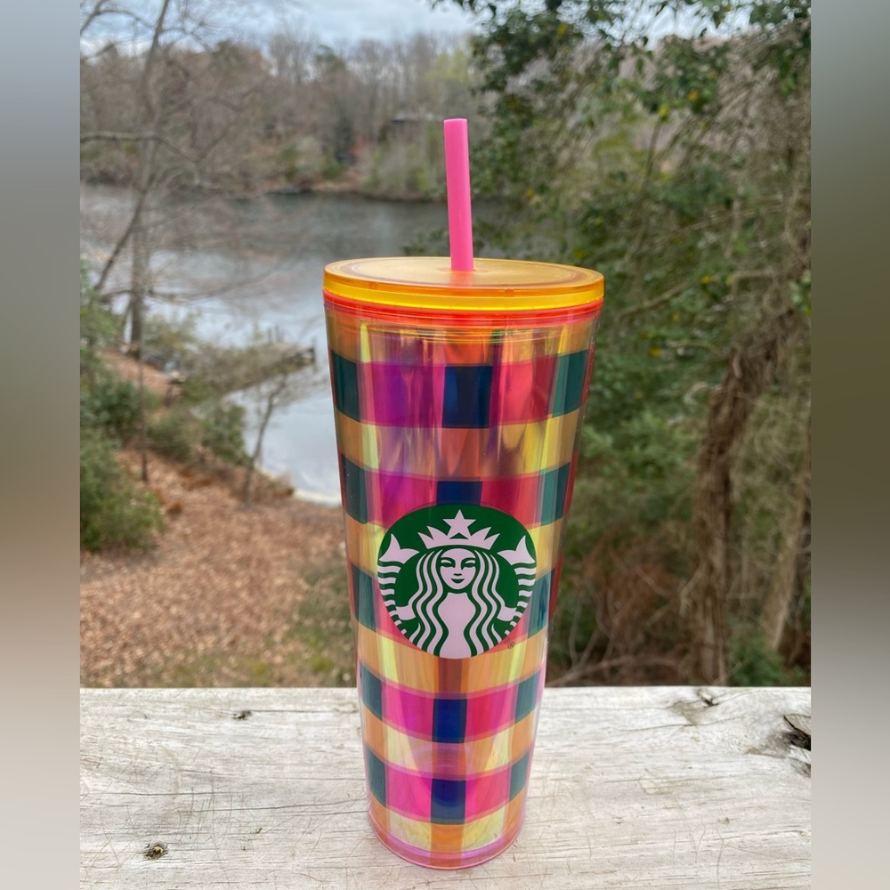 Starbucks NEW 2023 Easter Spring release Iridescent Checkered Tumbler venti